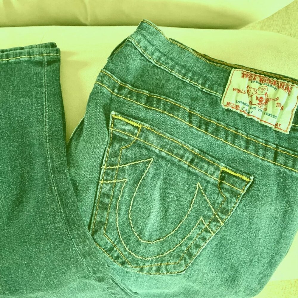 True Religion World Tour Casey Skinny Jeans Size 31 Blue Stretch